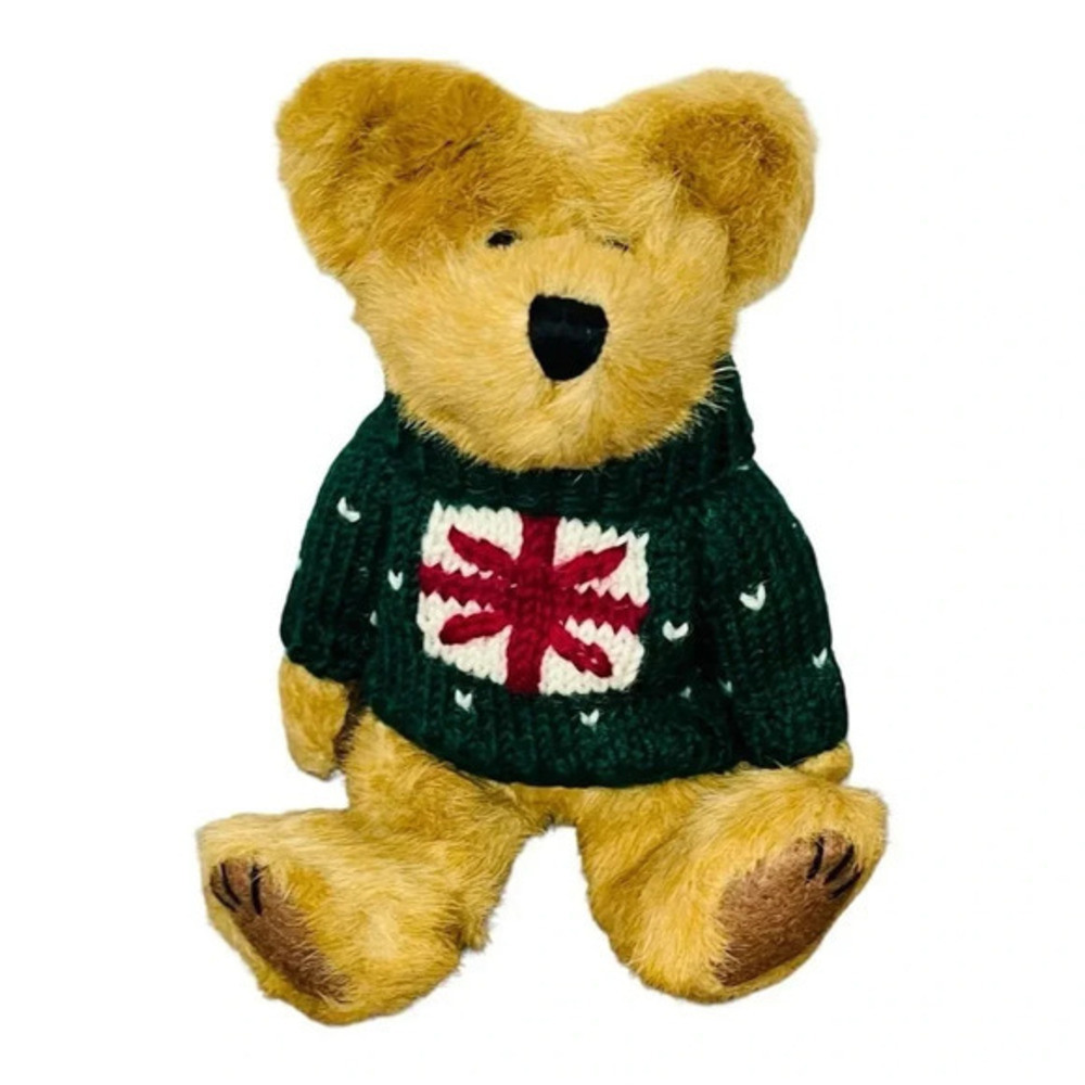 Boyds Bears Casimir B Bean Plush Teddy Bear Green‎ Sweater Holiday Collectible